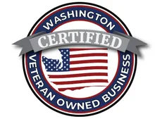 Washington State Department of Veterans Affairs Certified Veteran Owned Business seal